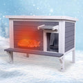 Winter-Proof Insulated Outdoor Cat House – Large Weatherproof Wooden Shelter for Feral & Stray Cats in All Seasons, Heated Cat Enclosure with Removable Roof & Elevated Floor