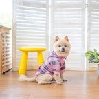 KOOLTAIL Plaid Dog Hoodie Pet Clothes Sweater with Hat and Pocket for Small Medium Large Size Dogs, Soft Winter Warm Pet Cold Weather Coat, Fleece Fall Dog Hooded Sweatshirt for Puppy Cats, PinkSM