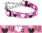 Martingale Dog Collar - Stainless Steel Chain, No Pull Training Collar with Flower Design for Large Medium Small Dogs (21, S)