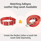 ADITYNA Heavy Duty Leather Dog Collar - Soft and Strong Red Dog Collar for Medium Breeds (Medium: Fit 13" - 20" Neck, Red)