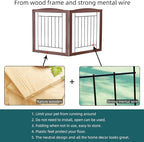 ZJSF Freestanding Foldable Dog Gate for House Extra Wide Wooden Indoor Puppy Gate Stairs Doorways Pet Gate Tall Dog Fence 2 Panels Fence Brown