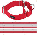 Mikivery Martingale Dog Collar Nylon Adjustable and Safety Training Colourful Comfortable Metal Buckle Pet Collars for Small Medium and Large Dogs(Red,M)