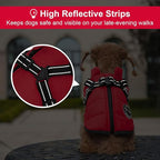 Warm Dog Winter Coat, Fashion Sports Dog Cold Weather Jacket with Built-in Harness, Reflective & Adjustable Comfortable Pet Vest, Windproof Apparel for Small Medium Large Dogs (Red)