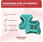 Downtown Pet Supply Step in Dog Harness for Small Dogs No Pull, Medium, Bermuda Blue - Adjustable Harness with Padded Mesh Fabric and Reflective Trim - Buckle Strap Harness for Dogs