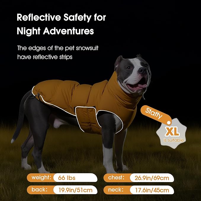 FUAMEY Dog Puffer Jacket for Small Dogs,Dog Cold Weather Coats Winter Dogs Down Jackets Waterproof Pet Snowsuits Warm Puppy Winter Vest Turtleneck Pets Adjustable Jackets Coats Mustard Yellow XS
