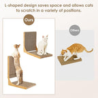EHEYCIGA 2-Pack Cat Scratcher, 19.7 Inch L-Shaped Cardboard Scratch Pad for Indoor Cats, Vertical Cat Scratching Board with Ball Toy, Furniture Protector, Reversible Design for Double Life, Medium