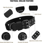 Tactical Dog Collar Military Adjustable Dog Collars Soft Nylon Training Collar with Patch Heavy Duty Metal Buckle Collars for Medium Large Dogs (Black-1, XL)