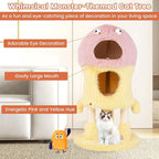 PETSITE 37 inch Monster-Themed Cute Cat Tree, Modern Cat Tree Tower with 2 Cat Condos, Sisal Scratching Posts and Hanging Sound-Making Toys for Indoor Cats
