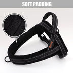 Didog Soft Flannel Padded Dog Vest Harness, No Pull/Quick Fit Reflective Dog Strap Harness, Easy for Training Walking (L:Chest 26-32", Black)