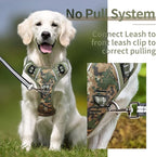 HEELE Dog Harness, No Pull Adjustable Padded Reflective Harness for Small Medium Large Dogs with Handle for Walking Training, Camo Green, S