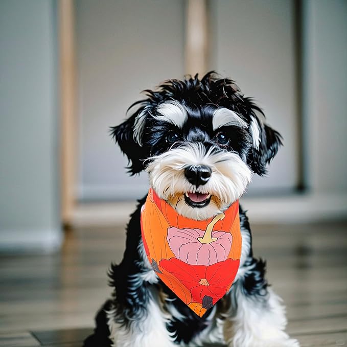 10PCS Dog Bandanas Fall for Small XS Breed Dog Pumpin Harvest Leaves Forest Autumn Pattern Kerchief Triangle Bibs Head Scarves Boys and Girls Grooming Accessories Costume