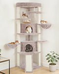 Corner Cat Tree for Indoor Cats, Cat Tower with All Sisal Scratching Posts, Multi-Level Cat Condo wth 2 Large Cat Caves, Big Top Perch, 2 Hanging Baskets, Sisal Ramp, Mushroom GCT035MU