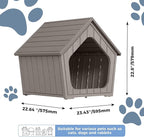 Indoor Dog House for Puppy, Durable Small Dog House Outdoor, Waterproof and Scratch Resistant Animal Shelter with Air Vents and Elevated Floor, Easy Installation and Clean (Deep Grey)