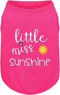 Pink Cotton Dog Shirt with 'Little Miss Sunshine' Print, Soft & Breathable Pet Apparel for Small to Large Dogs, All-Season Sleeveless Vest, Cute and Comfortable Dog Outfit.Pink Sun M