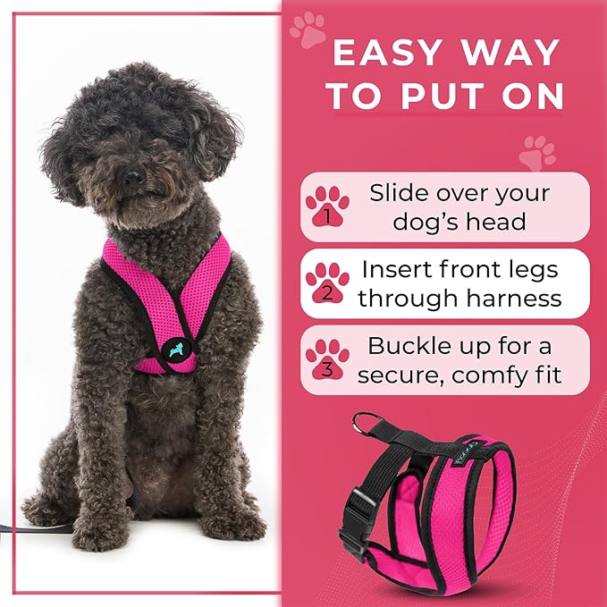 Gooby Comfort X Head In Harness - Flamingo Pink, Large - No Pull Small Dog Harness, Patented Choke-Free X Frame - On the Go Dog Harness for Medium Dogs No Pull or Small Dogs for Indoor and Outdoor Use
