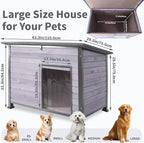 Insulated Dog House Outdoor Weatherproof, Wooden Heated Large Houses with Removable Liner for Winter, Upgrade Anti-Chewing Iron Frame Dog Shelter for Puppies, Cats