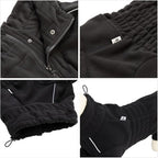 Lovelonglong Warm Dog Coat, Windproof Dog Jacket for Small Medium Large Dogs, 4 Legged Fleece Dog Winter Coat Zippered Closure Dog Outdoor Jacket Black L