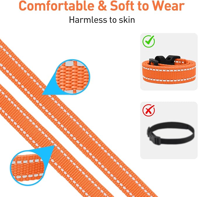 Collar Replacement Strap Compatible with Dog Training Collar Receiver, Reflective Dog Collars Strong, 2 Piece Set