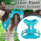 BARKBAY Dog Harness No Pull Oxford with ID Tag Pocket - Heavy Duty, Reflective, Easy Control for Large Dogs(Aqua Oxford,M)