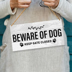 Dog Sign for Front Door - Keep Gate Closed, Beware of Warning for Home Decor, Fence Yard Decoration - Gift for Dog Dad Mom Lover Owner
