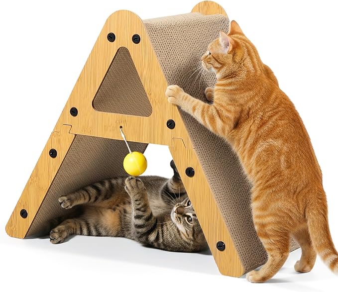 Gimars Wood Grain A-Shape Cat Scratcher, MZB-AS-M