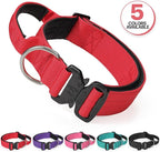 MoNiBloom Tactical Dog Collar with Handle, 1.5 Inch Wide Heavy Duty Military Collar for Medium Large Dog Walking, Training, Running, Red