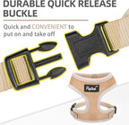 PUPTECK Soft Mesh Dog Harness and Leash Set Pet Puppy Cat Comfort Padded Vest No Pull Harnesses, Solid Beige, M