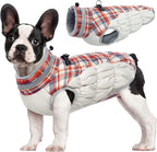 FUAMEY Dog Coat for Medium Dogs,Waterproof Dog Winter Jacket with Harness Built in Puppy Cold Weather Coats Reflective Pet Vest with Zipper Warm Fleece Dogs Snowsuit Windproof Red Plaid M