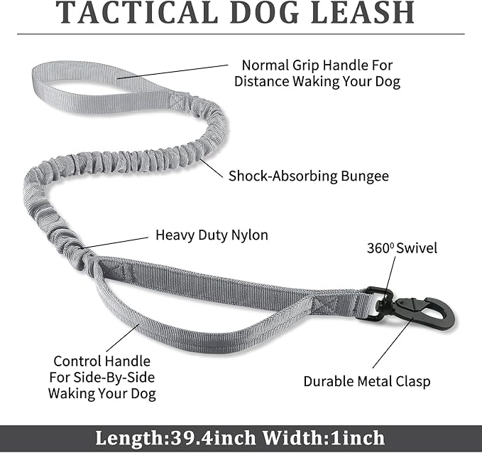 COOYOO Dog Collar,3 Piece Set Tactical Dog Collars, Adjustable Military Training Nylon Dog Collar with Control Handle and Heavy Metal Buckle for Medium and Large Dogs