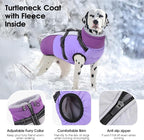 SUNFURA Dog Winter Coat, Warm Dog Coat with Harness for Medium Dogs Boys Girls, Reflective Fleece Lined Pet Winter Jacket Snowsuit for Pug, Jack Russel, Schnauzer, Purple M