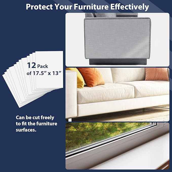Anti Cat Scratch Furniture Protector, Transparent Self-Adhesive Couch Furniture Protectors from Cats Scratching Claws, Cat Scratch Couch Protector (17.5"X13")