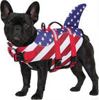 ASENKU Dog Life Jacket - Pet Safety Vest for Swimming & Boating, Shark Life Jacket with Floatation, Dog Lifesavers Swimsuits for Small Medium Large Dogs (RedFlag, S)