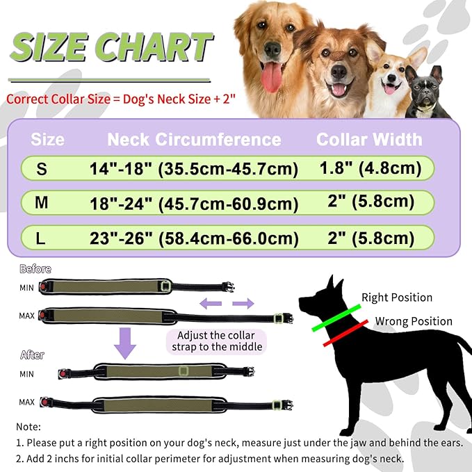 Martingale No Pull Dog Collar for Large Medium Dogs Training Walking, Heavy Duty Nylon Reflective Adjustable Anti Pull Slip Collar with Buckle L Army Green