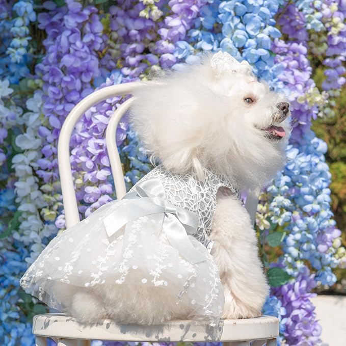 CuteBone Dog Birthday Dress Girl Puppy Skirt Tutu Cat Wedding Outfit Pet Party Clothes for Small Dogs Costume DD17M