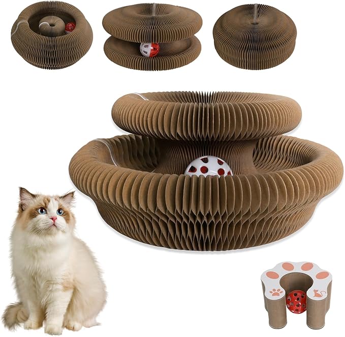 Kitty Curls Cat Scratcher Cat Toys, 1 PC Magic Organ Cat Scratcher for Indoor Cats, Modern Indoor Interactive Reversible Toys Scratcher Cardboard Kitten Pads