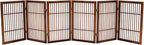 Urnporium Pet Dog Gate Freestanding, Strong Durable Folding Wooden Fence, Portable Acacia Hardwood Safety Barrier for Indoor & Outdoor Use (Brown Pet Gate, 6 Panel 30" Tall)