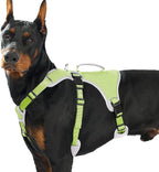 Huntboo Escape Proof Dog Harness, Escape Artist Harness, Reflective Dog Harness with Handle, Durable,Adjustable Vest for Small Medium Large Dogs Walking, Training,and Running Gear(Green,XL)