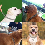 Dog Chain Collar Metal Martingale Collar Anti Chew Training Collars Chew Proof Dog Slip Collar Chrome Plated Double Link Dog Collar for Small Medium Dogs (Silver, Large(Neck 20-25''))