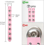 Frienda Hanging Jingle Sleigh Bells 7-Bell Dog Doorbells for Door Knob Faux Leather Belts Go Outside Dog Bells Christmas Decor and Holiday Decorations, 18.7 x 1.8 x 1 Inches(Pink with Silver)
