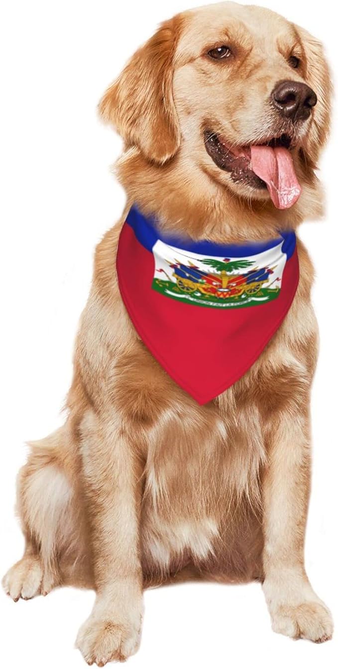 Dog Bandanas Haiti Flag Pet Bandana Scarf Triangle Bibs Kerchief Accessories for Dogs Cats
