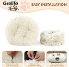 Grelife Cat Tunnel Bed for Indoor Cats, Cute Cat Tunnel Toys, Cat Donut Tunnel Toys with Washable/Removable Cushion, Non-Slip Base, for Cats, Kittens, Small Pets (White)