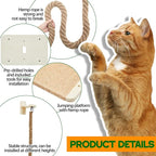 Weysat Cat Tree with 2 x 59.1 Inch Climbing Rope Wall Mounted Cat Climbing Tower Toy with Scratching Post Kitten Rope Ladder with Jumping Platform Wall Steps for Playing and Rest(Wood,Classic)