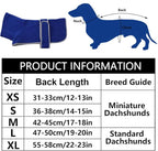 Geyecete Dachshund Sweaters, Dachshund Coat Perfect Dog Winter Coat with Padded Fleece Lining and High Collar, Dog Snowsuit with Adjustable Bands - Blue - L