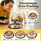 1.2 Cup (9.5 oz) Slow Feeder Dog Bowls, Shallow Spiral Style Stainless Steel Small Dog, Cat Dry, Wet Food Dishes Fast Eater Nonslip Heavy Feeding Puzzle Bowl, Slow Down Eating