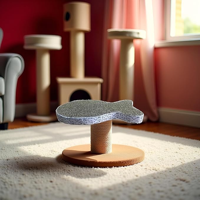 2Pcs Cat Scratching Board Premium Scratch Textures Cardboard Anti-Scratch Stress Relieve Indeformable Fish Self-Adhesive Cat Scratching Board 28×15×2.5 cm
