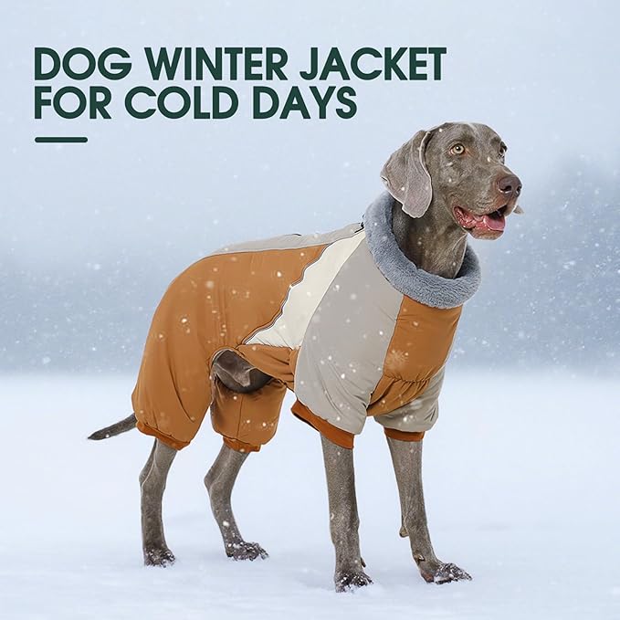 Kuoser Fullbody Dog Coat - Warm Winter Coat with Reflective Jacket & Built-in Harness for Small Dogs - Suitable for Yorkie, Bichon Frise, Shih Tzu (Brown S)