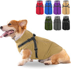 Fragralley Dog Coat with Harness Built in, Waterproof Windproof Reflective Warm Puffer Jacket, Fleece Lined Vest Winter Parka for Small, Medium, Large Dogs