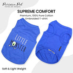 Parisian Pet Dog Shirt – 100% Cotton Shirts for Small Dogs – Blue Sleeveless Puppy Clothes – Lightweight and Breathable Pet Apparel – Stylish and Funny Dog Clothes - Stretchy T Shirts for Dogs