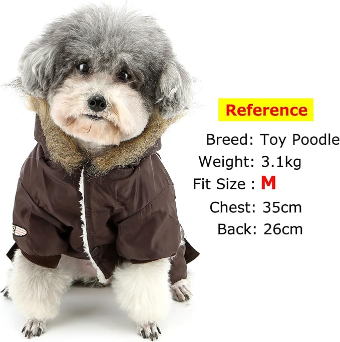 ZUNEA Padded Waterproof Small Dog Winter Jumpsuit Pet Puppy Jacket Coat Fleece Warm Snowsuit Airman Chihuahua Yorkie Outfits Clothes Apparel Brown M