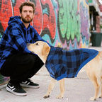 KOOLTAIL Plaid Dog Hoodie Pet Clothes Sweater with Hat and Pocket for Small Medium Large Size Dogs, Soft Winter Warm Dog Cold Weather Coat, Fleece Fall Dog Hooded Sweatshirt for Puppy Cats, Blue XXL